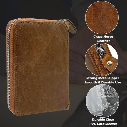 Credit Card Holder Wallet Large Leather Passport Case 42 Card Slots...