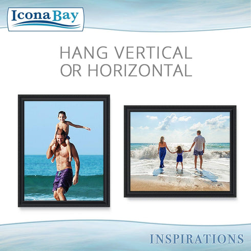 Icona Bay 8x10 Black Picture Frame Beautifully Detailed Molding, Contemporary Picture Frame Set, Wall Mount or Table Top, Inspirations Collection...