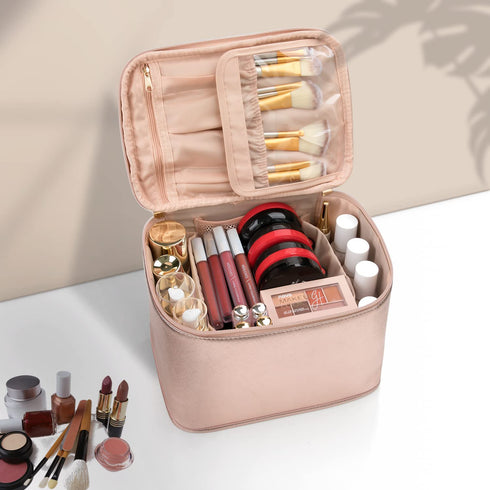 OCHEAL Makeup Bag, Large Travel Makeup Bag Cosmetic Bags for Women Traveling Washable Make Up Bag Organizer Case -Large Rose Gold...