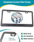 Aootf Carbon Fiber License Plate Frames - 2 Pack Black Aluminum Printed Carbon Patterns 2 Holes Front & Rear Car Tag Holder with Screws, Caps...