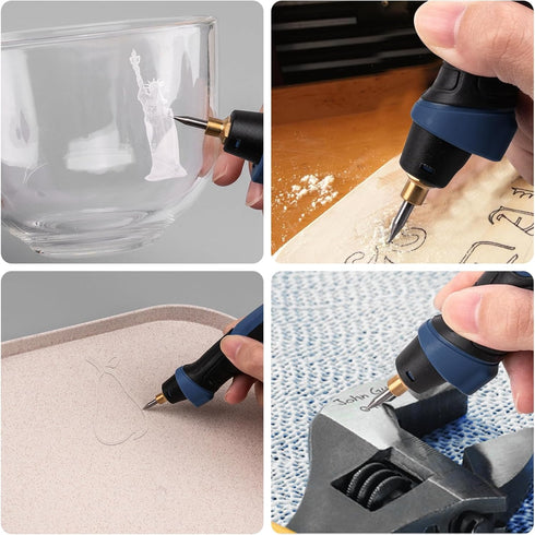 25W Engraving Pen, 6 Speed Power Engraving Tool, Handheld Engraver Pen with Tungsten Carbide Steel Bits for Wood Metal Glass Professional Etching ...