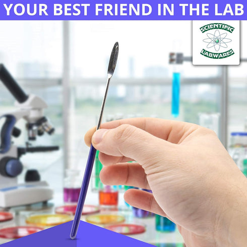 Scientific Labwares Stainless Steel Micro Lab Scoop Sampler with Soft Handle - Scientific Quality Micro Lab Spatula Blade Spoon (9")...