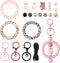 Magibeads 25Pcs Cow Bear Theme Silicone Beads for Keychain Making Kit 15mm Round Focal Beads Big Silicone Loop Rings Rhinestone Spacer Beads for C...