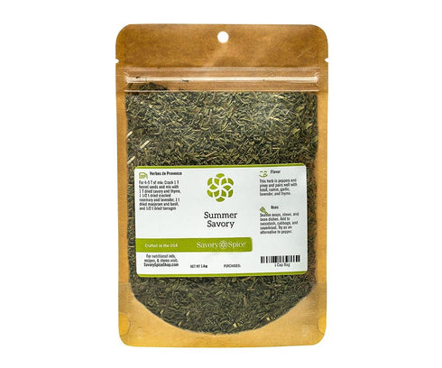 Savory Spice Summer Savory Seasoning - Dried Savory Leaves | Add Summer Savory Herb & Subtle Peppery Flavor to Soups & Stews (1/2 Cup Bag - Net: 0...