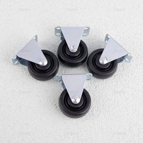 AUEAR, 4 Pack 1.5 Inch Rubber Caster Wheels Heavy Duty Fixed Black Casters with Rigid Non-Swivel Top Plate for Furniture...