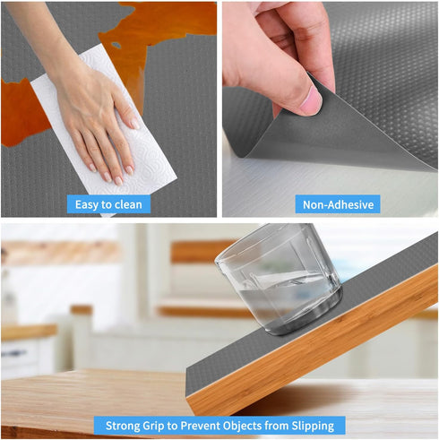 Bloss Plastic Shelf and Drawer Liner, Non Adhesive Shelf Liner for Cabinets, Storage, Kitchen, Desks, Decor Cupboard Liner(Grey, 17.7"×59")...