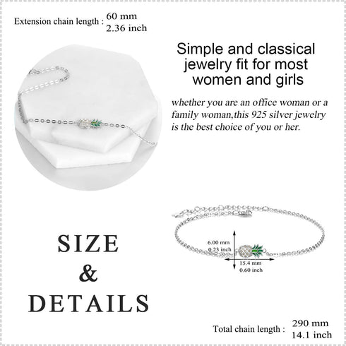 Pineapple/Mushroom/Star/Mountain Anklets Sterling Silver Adjustable Chain Link Ankle Bracelets Beach Anklet Jewelry for Women Teens...