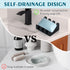 Silicone Soap Dish for Bar Soap Holder for Shower Bathroom Self Draining Waterfall Drying Tray Keep Soap Bars Dry Clean & Easy Cleaning (2, Black)...