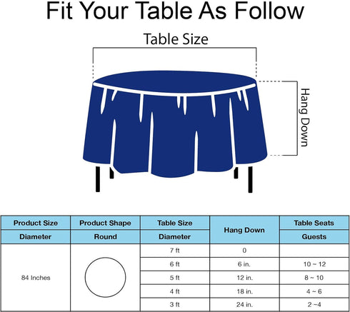 Royal Blue Plastic Tablecloths 2 Pack Disposable Table Covers 84 Inches Circle Shower Party Tablecovers PEVA Vinyl Dark Table Cloths for Parties B...