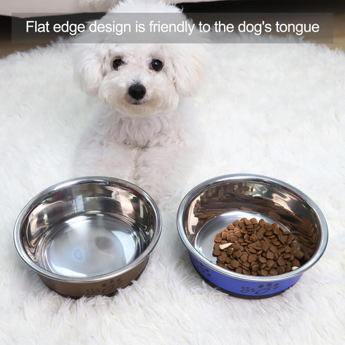 Cat Bowls Cat Dishes Pet Bowl Anti Slip Stainless Steel Cat Food Bowls Unbreakable,Thickened Cat Feeder Suitable for Indoor Small Pets Rubber Base...