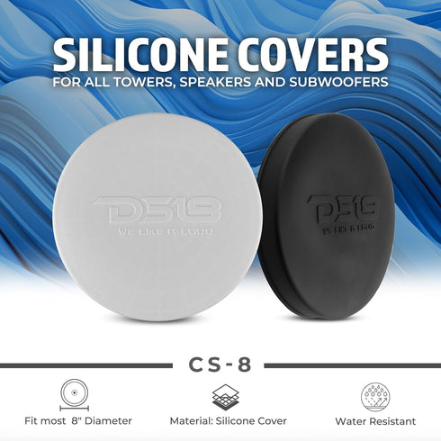 DS18 Hydro CS-8/BK 8" Silicone Marine Speaker Cover - Water, Dust and UV Rays Protection - Compatible with Tower Speakers - Great durability - Spe...