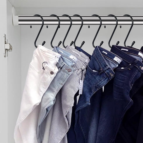 HiGift 6 Inch Large S Hooks for Hanging Plants, Non Slip Vinyl Coated S Hooks Heavy Duty, Metal Black Closet Hanger Hooks for Hanging Plant Jeans ...