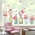 wondever Spring Flowers Window Clings Floral in Jars Butterflies Glass Sticker Decal Anti Collision Double-Side Static Window Decals for Home Glas...