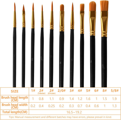 6 Pack 60 Pcs Black Paint Brushes Set, Nylon Hair Detail Brush, Suitable for Painting Studio or School, Oil Brushes, Watercolor Brushes, Artist Br...