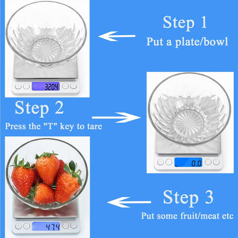 Food Scale, Kitchen Scale, Digital Scale 3000g/0.1g Pocket Jewelry Scale Grams and Ounce Scale for Cooking, Baking, Tare Function, PCS Function, L...