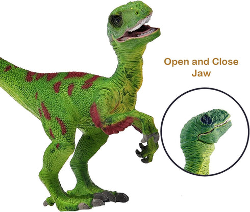 Gemini&Genius Velociraptor Dinosaur Toy for Kids, Velociraptor with Moveable Jaw and Hands, Detail Raptor Action Figure Toy Gift and Dinos World C...
