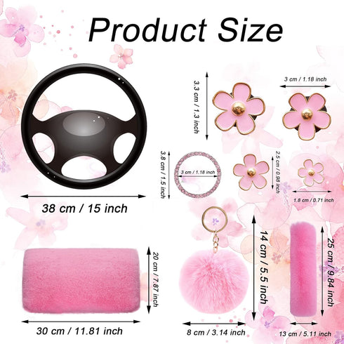 Fluffy Steering Wheel Cover for Women,LXPKKIG Faux Wool Steering Wheel Cover Cute Fluffy Car Accessories Set for Women Girls Universal Fit 15 inch...