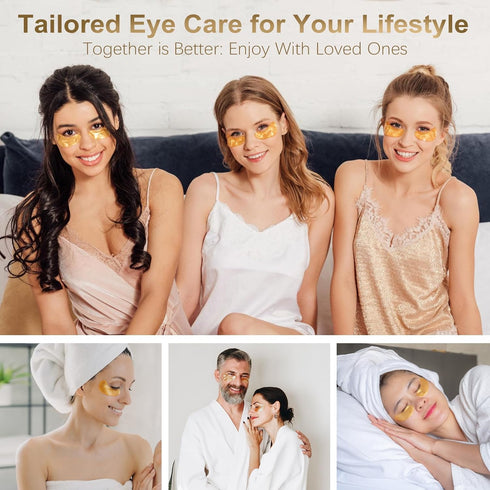 Under Eye Patches (60 Pcs) - 24K Gold Eye Masks for Dark Circles and Puffiness, Eye Patches for Puffy Eyes, Anti-Aging Hyaluronic Acid Moisturizin...