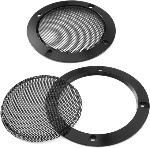 Facmogu 2PCS 6.5in Audio Speaker Mesh Cover, Speaker Protective Grille with Black Wire Mesh & Metal Glossy, Steel Mesh Speaker Cover with 8PCS Scr...