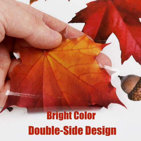 VEYLIN 6 Sheets 200Pcs Thanksgiving Window Clings, Autumn Maple Leaves Window Static Stickers for Thanksgiving Day Window Decoration...