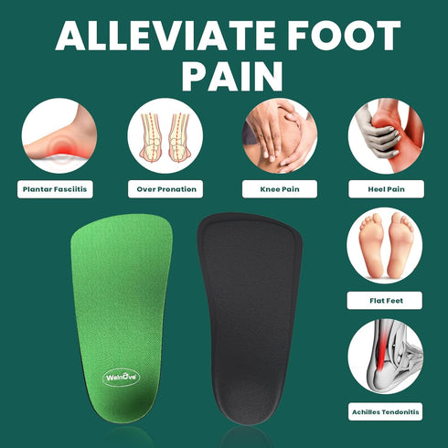 Arch Support Insoles for Women Men - Welnove 3/4 Length Orthotic Shoe Inserts for Plantar Fasciitis Flat Feet Over-Pronation Heel Pain Relief Heel...
