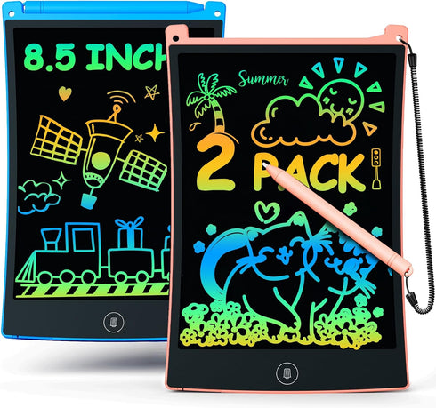 bravokids 2 Pack LCD Writing Tablet with Stylus, 8.5 inch Colorful Doodle Board Drawing Pad for Kids, Travel Games Activity Learning Toys, Birthda...