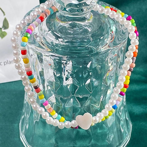 Colorful Beaded Anklet Pearl Heart Anklet Layered Ankle Fashion Beach Foot Jewelry for Women and Teen Girls...
