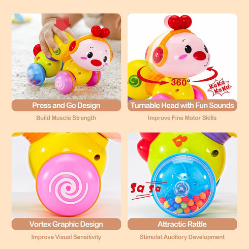 Baby Toys 6-12 Months+ - Musical, Light up, Press and Go 6 Month Old Baby Toys 6 to 12 Months Crawling Toys for Babies Infant Tummy Time Toys 7 8 ...