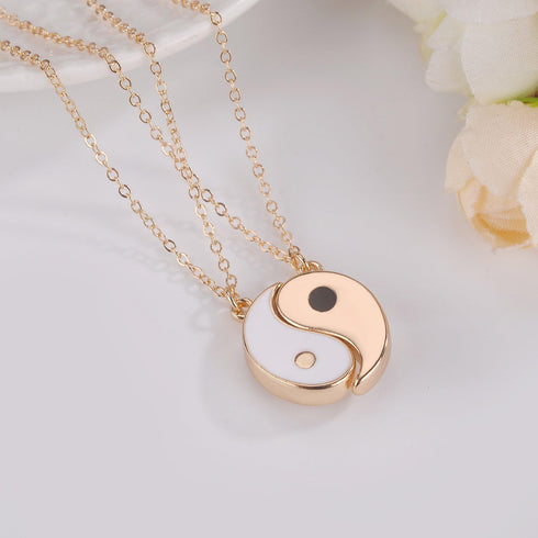 LUX ACCESSORIES Ying Yang Twins Emoji symbol BFF Pendent Friendship Necklaces Gift for Friends (Gold)...