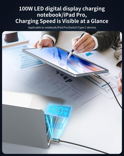 mcdodo USB C to USB C Charger Cable Transparent Data Cable PD 100W Charger Digital Display Auto Power Off Dual Core Protection for iPhone 15/MacBo...