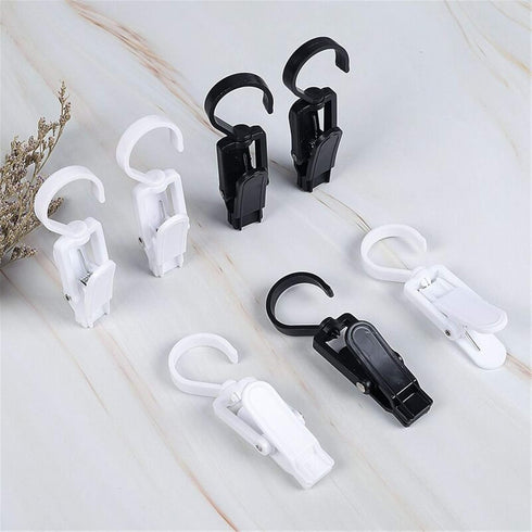 10 PCS Super Strong Plastic Swivel Hanging Hooks Home Swivel Laundry Clips Curtain Clips Clothes Pins Beach Towel Clips, 4.3inch, Black...