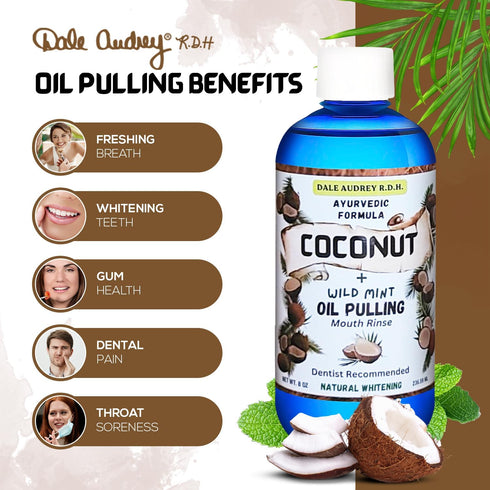 Coconut Pulling Oil for Teeth and Gums with Metal Tongue Scraper | Mint Coconut Oil Pulling for Teeth Whitening Mouthwash | Ayurvedic Teeth Pullin...
