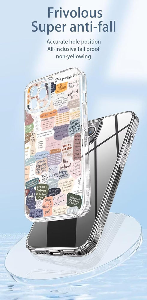 Phone Case Bible Verses Compatible with iPhone 15 Jesus Quotes Christian for Christians Collage Pattern Side Striped Soft Phone Shockproof Cover...