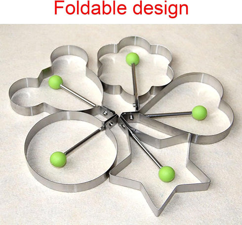 Stainless Steel Egg Molds, 5 Pack 3.5 Inch Different Shape Silver Egg Ring Molds for Cooking and Griddle of Egg, Flapjack, and Bread and Chocolate...