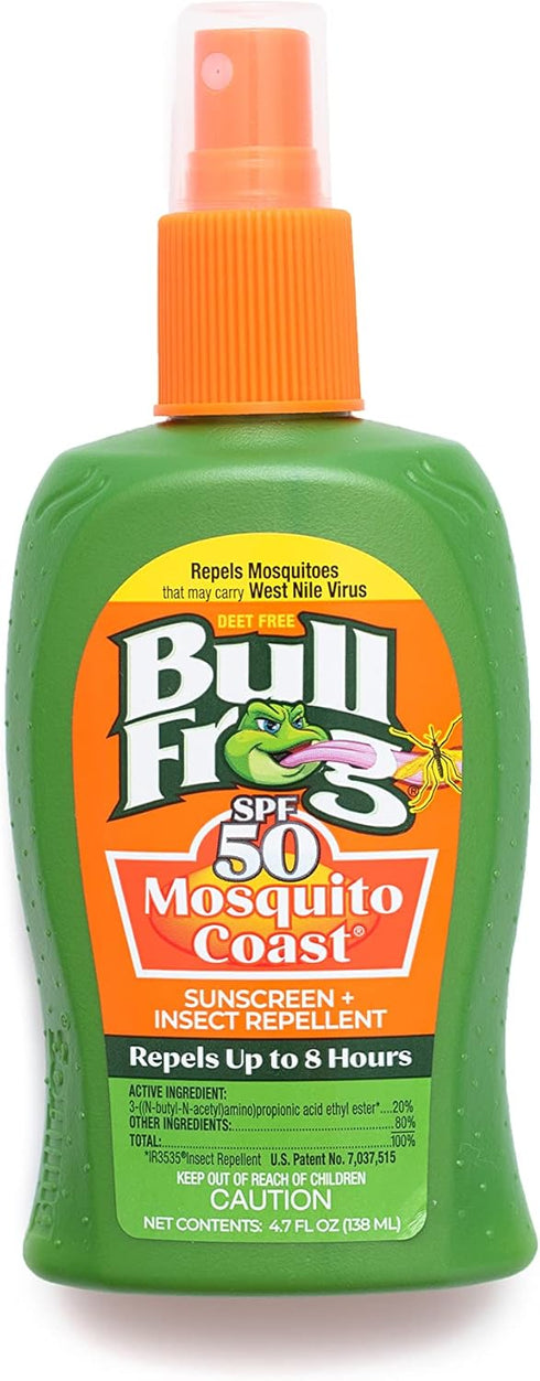 Bullfrog Mosquito Coast Bug Spray Insect Repellent + Sunscreen SPF 50, Pump Spray 4.7 Fl Oz...