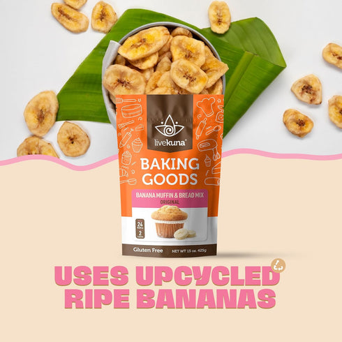 LiveKuna - Banana Bread Mix, Banana Muffin Baking Mix, Banana Flavoured Muffin Mixes for Baking, Great for Any Muffin & Banana Bread Recipe, Versa...
