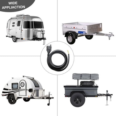 4 Way Trailer End Connector Wire 10 Feet Jacketed Cable, Heavy Duty 18AWG 4 Pin Trailer Light Plug Color-Coded Pure Copper, Trailer-Side Male End ...