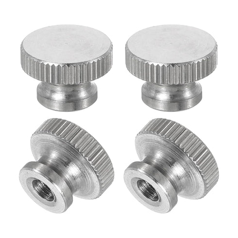 uxcell Knurled Thumb Nuts, 4Pcs M4 x D12mm x H8mm Stainless Steel Round Knobs Fasteners Blind Hole Hand Screw Nut Silver for 3D Printer Parts, Mac...