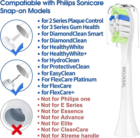 Replacement Toothbrush Brush Heads Compatible with Philips Sonicare Electric Toothbrushes, for Snap-On System, Pack of 10, White...