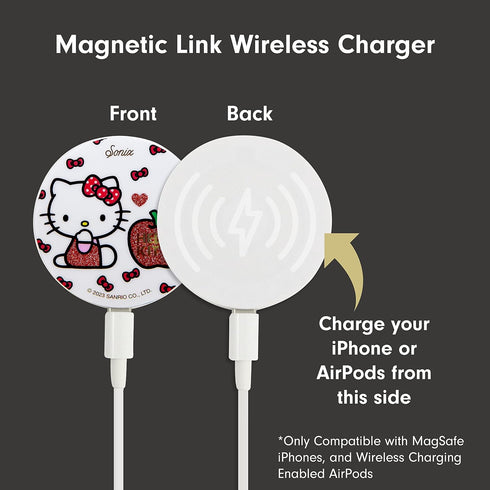 Sonix x Sanrio Charger for MagSafe iPhone 14, iPhone 13, iPhone 12 Series | Fast Wireless Charger x 6.5ft Cable (USB-C) | Hello Kitty Apples...