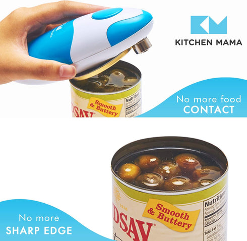 Kitchen Mama Auto Electric Can Opener: Safe, Easy with One Touch, Smooth Edge, Battery Operated, Cordless, Automatic Can Opener for Seniors with A...