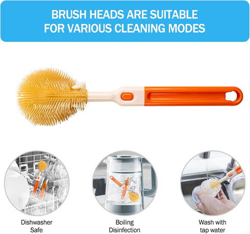 Baby Bottle Brush,6 in 1 Bottle Cleaner Brush Travel Kit with Extendable Silicone Bottle Brush,Drying Rack,Nipple Brush,Straw Brush,Soap Dispenser...