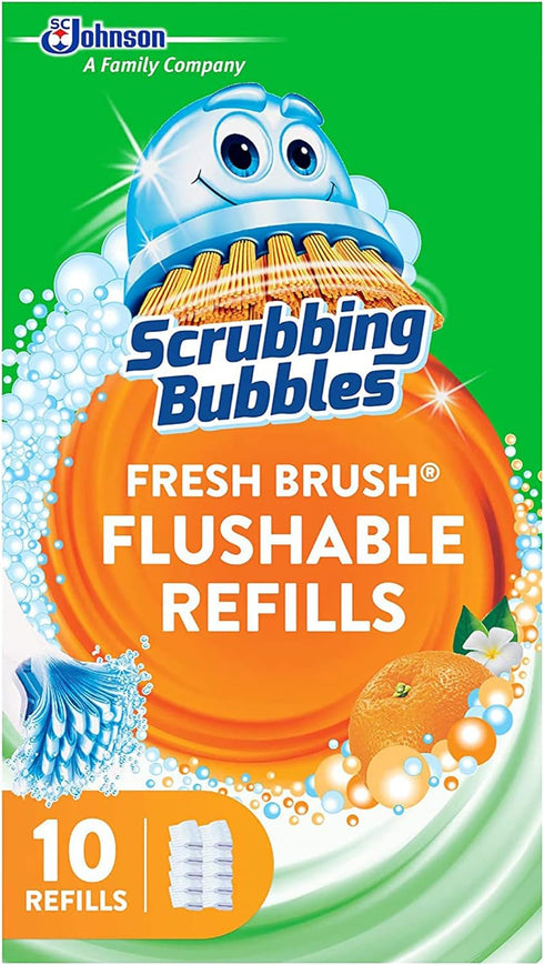 Scrubbing Bubbles Fresh Brush Flushable Refills - Citrus Action Scent - 10 Count Flushable Refills Per Box - Pack of 3 Boxes...