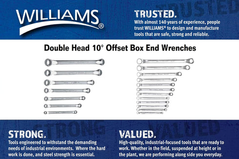 Williams BWM-1315 13 by 15 Millimeter Double Head 10-Degree Offset Box End Wrench...