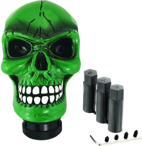 Abfer Skull Shift Knob Car Gear Shifer Knobs Unique Stick Shifting Handle Replacement for Most Automatic Manual Vehicles, Green...