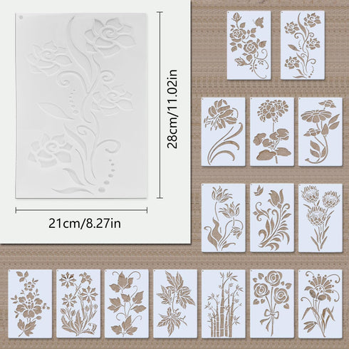 15 pcs Flower Stencils...