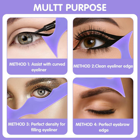 4Pcs Eyeliner Stencils Silicone Winged Eyeliner Tool Mascara Shield Guard, As Eyebrow/Eyelash/Contour/Lipstick/Eyeshadow Applicators Aid Tool, Mak...