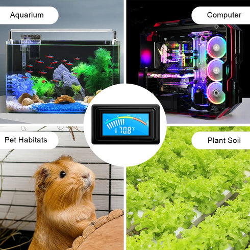 Digital Thermometer Temperature Gauge USB Power Supply with Sensor Probe for Aquarium Vehicle PC Case Incubators Brooders Climb Pet Fahrenheit & C...