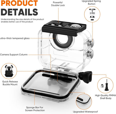 Waterproof Case&Floating Hand Grip Compatible with Insta360 GO 3S, Protective Underwater Dive Housing Shell with Bracket Accessories for Insta360 ...