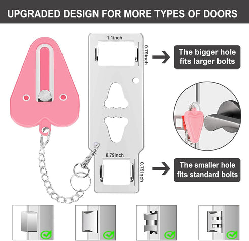 Portable Door Lock,Heavy Duty Hotel Travel Door Lock for Additional Safety and Privacy for Hotel,Apartment, Home, Bedroom, School and Prevent Unau...